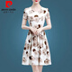 皮尔卡丹（pierre cardin）冰丝碎花连衣裙中长款2025新款洋气印花中老年妈妈装显瘦裙子 冰丝9905裙 M 100斤