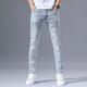 Jeans étirés haut de gamme d'automne Zhidoudou pour la marque de marque à la mode masculine à la mode à la mode mince des pieds minces couleurs légères bleu clair 3890 pantalon déchiré, taille moyenne 32 [suggéré 135-145jin [Jin est égal à 0,5 kg]]]
