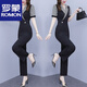 罗蒙（ROMON）时尚气质显高显瘦西装连体裤套装女夏装2025新款连身连衣裤 黑色 XL