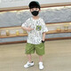 男童夏季套装2025新款宝宝夏装酷帅气衣服潮儿童网红炸街短袖童装 TZ-7170太空字母短袖套装-绿色 120 （建议身高115公分左右）