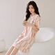 Langsha Nightgown's Women's Pure Cotton Короткие рукава с грудной клеткой 2025 Повседневная тонкая женская платья средней длины пижама Лето x12532 с грудной клеткой l