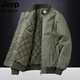 JEEP SPIRIT吉普2025年秋季棉衣男纯棉水洗夹棉加厚飞行员夹克休闲棒球领外套 9227军绿（夹棉厚款） 4XL 适合195至210斤
