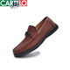 Zapatos de Cartelo para hombres Summer Breathable Business Inventual Papá Sandalias de cuero de cuero zapatos de cuero hueco de cuero para hombres zapatos de bean de poro de vaca 9910 marrón 38