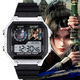 Huizhi Stadt Jianlai Peripheral Watch Chen Ping A Ning Yao Qi Jingchun Electronic Watch Small Square Birthday Gift Student Student Cartoon [Mode Silber Schwarz] D11973 Electronic Watch Standard