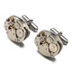 Nosskiss High-End Manschettenknöpfe exquisite mechanische Uhr Bewegung Manschettenknöpfe Herrenhülsennagel Diamant Nicht-Mobile Bewegung Geburtstag Geschenk Silber Silber