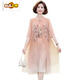Chuzhi Fat Mom Summer Cheongsam Robe Summer Murffon jupe grande taille Nouveau tempérament d'été féminin d'âge moyen 6629 kaki 6xl recommandé 160-170jin [Jin est égal à 0,5 kg]