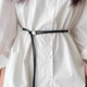 
2025 new belt women's skirt summer thin leather rope decorative dress black rope lengthened waist chain accessories leather rope belt-gold buckle-black