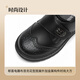 Annil (Annil) boys' leather shoes 2025 new performance small leather shoes children's leather shoes black medium and large children's black leather shoes boys 2477 black 35 inner length 22.6cm/foot length 21.6-22cm