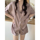 
Shantoulin Village pajamas for women in summer ice silk thin short sleeves 2024 new internet celebrity casual home clothing summer suit light yellow_#YX-9214 M [75-98]Jin[Jin equals 0.5 kg]