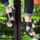 
Woodpecker 2025 summer sandals men's genuine leather casual beach shoes soft sole non-slip dual-purpose middle-aged open-toed sandals driving 9928 brown top layer cowhide + massage bottom 38