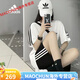 Adidas Clover Embroidery Sports Set Summer Men and Women's Same Short Sleeve Loose Two-Piece Set Casual Shorts Couple Round Neck 9889 Black Set L (90-110Jin [Jin equals 0.5 kg])
