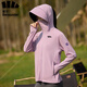 
banana ice silk sunscreen clothes for women 2025 new summer sunscreen clothes for large hat brim UV thin men's jacket 9905 women's light gray M