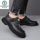 
Woodpecker men's shoes new summer and autumn breathable British style work shoes men's real soft leather thick sole non-slip driving wedding casual leather shoes [9908-casual leather shoes]-Black 44