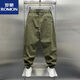 Romon Herbst Herrenhose Neue Stil trendy losen vielseitigen Bindungen für junge Khaki -Arbeitskleidung Casual Hosen trendy militärisches grünes Gewicht 125.140jin [Jin entspricht 0,5 kg]