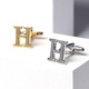 NOSSKISS Gold Silver H Letter French Shirt Cufflinks Sleeve Nails Business Men's Cuffs Shirt Cufflinks Birthday Gift x131 Silver H Letter Cufflinks
