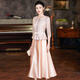 Hengyuanxiang champagne color happy mother-in-law wedding banquet dress 2025 summer new retro wedding noble young mother high-end dress champagne color M