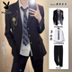 Playboy (PLAYBOY) campus style men's clothing boys dk suit uniform jacket jk school supply sense red suit student handsome class uniform suit black DK suit + white shirt blue tie + black trousers 2XL