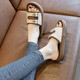 Zapatillas de suela gruesa para mujeres en verano Wear 2025 Nuevas chanclas de playa de moda para mujeres sandalias sandalias de excursión casual Khaki 37