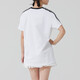 阿迪达斯 （adidas）女三条纹运动套装 夏季潮流时尚瑜伽跑步健身训练服舒适休闲衣裤 白色短袖T恤+黑色短裤/两件套 L