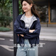 Xiangying Windbreaker Jacke für Frauen kurz 2025 Herbst Neue lässige Arbeitstil Reißverschluss kleiner Navy Jacke Navy Blue S
