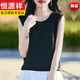 Hengyuanxiang ICE SILDE ärmellose T-Shirt für Frauen Sommer Neue Mode Jacquard Lace Pullover dünne altersreduzierende Hosentoper Top Black + Top Ten Damen-Kleidungsmarken S (Empfohlen 80-95 Jin [Jin gleich 0,5 kg]))