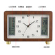 Hanshi (Hense) creative retro table clock perpetual calendar desktop clock living room clock TV cabinet sitting clock ornaments home clock HD76 walnut + radio wave movement (23*34) cm