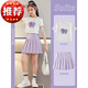 Ultraman Girls Rock Tennis Rock Kinder-Sommer-Autumn-Rockhose Große Kinder Falten Rockanzug Mädchen JK Sport Kurzrock 9889 Kurzärärmelte T-Shirt + Pink Short Rock Größe 160 Größe pro Größe