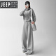 JEEP SPIRIT casual sports suit for women Spring and Autumn 2025 new hooded sweatshirt straight slim sweatpants high-end two-piece set Navy blue [single pants regular style] [XL (120-140Jin [Jin equals 0.5 kg])