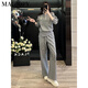 
MAGIOPY international luxury high-end brand European grey casual sports suit for women in spring 2025 design, fashionable and slimming, gray two-piece set S (100Jin [Jin equals 0.5 kg])