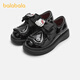 Balabala Girls Princess Shoes 2025 Spring and Autumn New Small Leather Shoes Black 90001 31