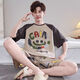 He Jiagong Crayon Shin-shirt Summer Cotton Home Suit Boy Printing Trendy Teenagers Plus Size Set 6628 Cat and Mouse M Student [90-115Jin [Jin equals 0.5 kg]]