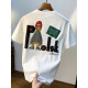 
With pure large size 200 Jin [Jin equals 0.5 kg] round neck short-sleeved T-shirt for men 2025 summer Hong Kong style printed cotton T-shirt plus fat plus size men jsw9926 white 10XL m Recommended 90-108 Jin [Jin equals 0.5 kg]