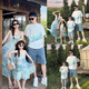 QINZHI (QINZHI) mother-daughter clothing parent-child clothing summer dress season family three and four casual T-shirt vacation sense mother-daughter dress green 66 baby crawling clothes (12 Jin [Jin equals about 0.5 kg])