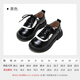 Fuluo Mi Girls' Small Leather Shoes Spring and Autumn Sweet and Fashionable Versatile Shoes Little Girls Campus Fashion Etiquette Shoes Black 33