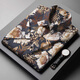 Vogelscheuche Sommer -Herrenhemd Blumen lose große Eis Silk Kurzarm Trendy Fat Man Hemd Männliche fette Mann extra großer halbe Ärmel 9207 Schwarz L
