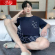浪莎睡衣男夏季短袖短裤纯棉薄款套装大码宽松两件套男款家居服可外穿 HD9928D短袖套装 L 100-125斤