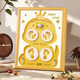 Snake treasure full moon hundred days ceremony layout hand and foot print photo frame souvenir fetal hair umbilical cord collection box print mud hand and footprint 12 inch coffee color frame coffee color + white background + warm lamp