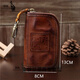 Känguru Retro echtes Leder-Kuhläden-Schlüsselbeutel Wechselkartentasche Taille Hanging Multifunktion Aufbewahrungstasche Männer und Frauen Großkapazität Coupon Brieftasche Brown braun