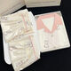 UKUHPKins小樱桃蕾丝边睡衣女夏季三件套短袖短裤长裤家居服薄 SNX-9134【短袖短裤长裤】 M 【建议80-100斤】