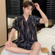 
Men's pajamas short-sleeved simulated ice silk summer teenager male students can wear home clothes suits outside SX-677 men's meteor style L [90-110Jin [Jin equals 0.5 kg]]
