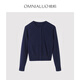 
Oberlano Ober high-end new year red round neck cashmere cardigan for women 2025 spring merino slim knitted sweater jacket quiet blue B05 sapphire blue M