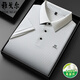 CEO Yageor's new summer mulberry silk short-sleeved T-shirt for men's casual lapel striped ice silk middle-aged POLO shirt Navy 13691 L 50 [Suggested 115-135Jin [Jin equals 0.5 kg]]