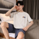 Jiao Men's Pajamas Summer de verano puro Manaje corto de manga redonda de cuello transpirable Simple Suport para sudor absorbente cómodo juego de ropa para el hogar 02L854 2XL