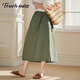 Touchez Miss Miss Summer High-Fel Cotton Cotton Craft Light Light Natural Casual Jupe Grey-Green S