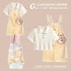 Girls Summer Set 2025 Neue mittelgroße Kinder Kurzschlärm Top Academy Style Denim Overalls Zwei-teiliger Set Beige Revers Short Sleeve + Yellow Armes Shorts 150 150