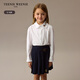 Teenie Weenie Kids 25th new autumn and winter girls' pure cotton ruffled doll collar shirt off-white 150 cm