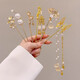 Ancient style new Chinese style metal hairpin step rocking flower hairpin 2025 new high-end Hanfu hairpin headdress 12# pearl fan-shaped silver