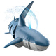 Cute home remote control shark charging can be launched and simulated to sway the Megatonous shark model remote control boat children toy boy [] Blue shark [can spray water + upgraded waterproof remote lithium battery *3 [battery lasts 90 minutes + power delivery handle
