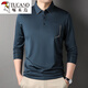 Specht Ice Seide T-Shirt Herren-Langsalz-Revers-Herbst-High-End-Eispiegel mit schnell trocknendem T-Blood-T-Shirt im mittleren Alter mit Taschentaschen Haqing-7036 m 165