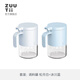Zuutii seasoning jar kitchen household seasoning box salt shaker sealed moisture-proof seasoning jar glass storage seasoning bottle with long and short spoon seasoning jar (Songyue White + Glacier Blue)